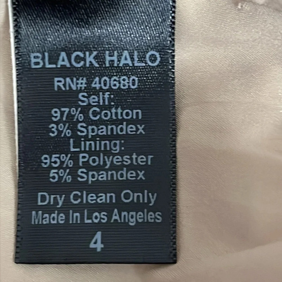 Black Halo Square Neckline Fitted Sleeveless Botanical Print Dress - Size 4 - Picture 6 of 7